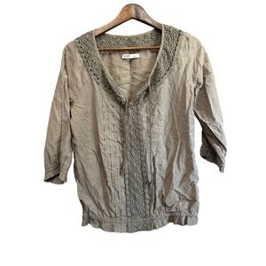 Old Navy Crochet Trim Boho Peasant Top Women's Size S 3/4‎ Sleeve Blouse